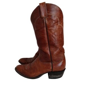 Vintage Tony Lama Western Cowboy Boots Men's Size 8.5 Brown Leather 5084 USA
